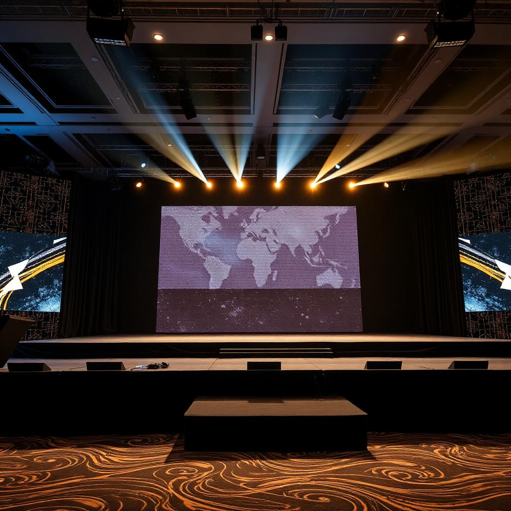 Corporate conference stage set for a MICE programme in India